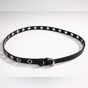 Rebecca Minkoff Grommet Leather Belt, Black, Med, 3/4”x  33-39”